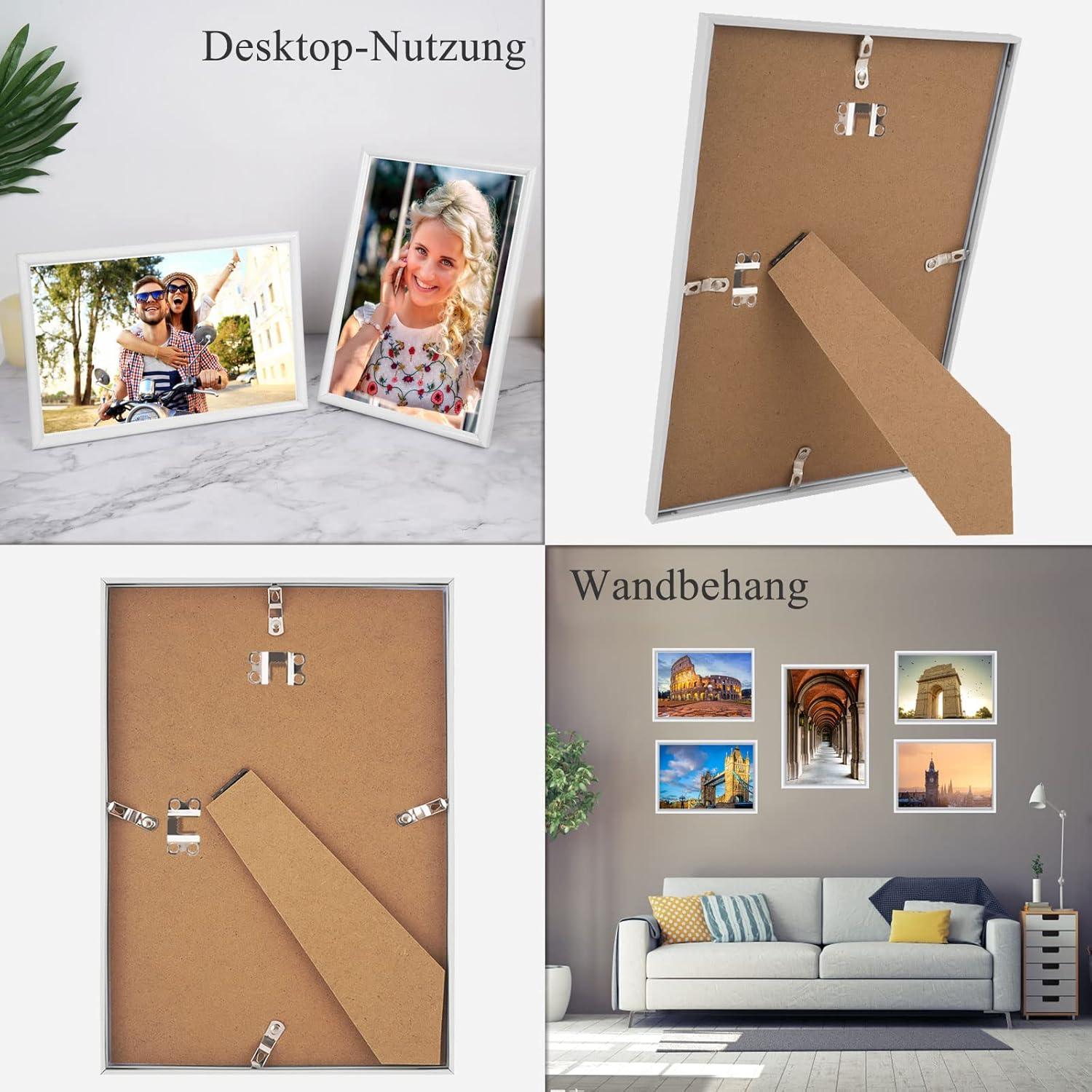 Weiß Fotorahmen Set DIN A4 Plexi-Glas Portraitrahmen Wohnzimmer Dekorahmen 5er Pack