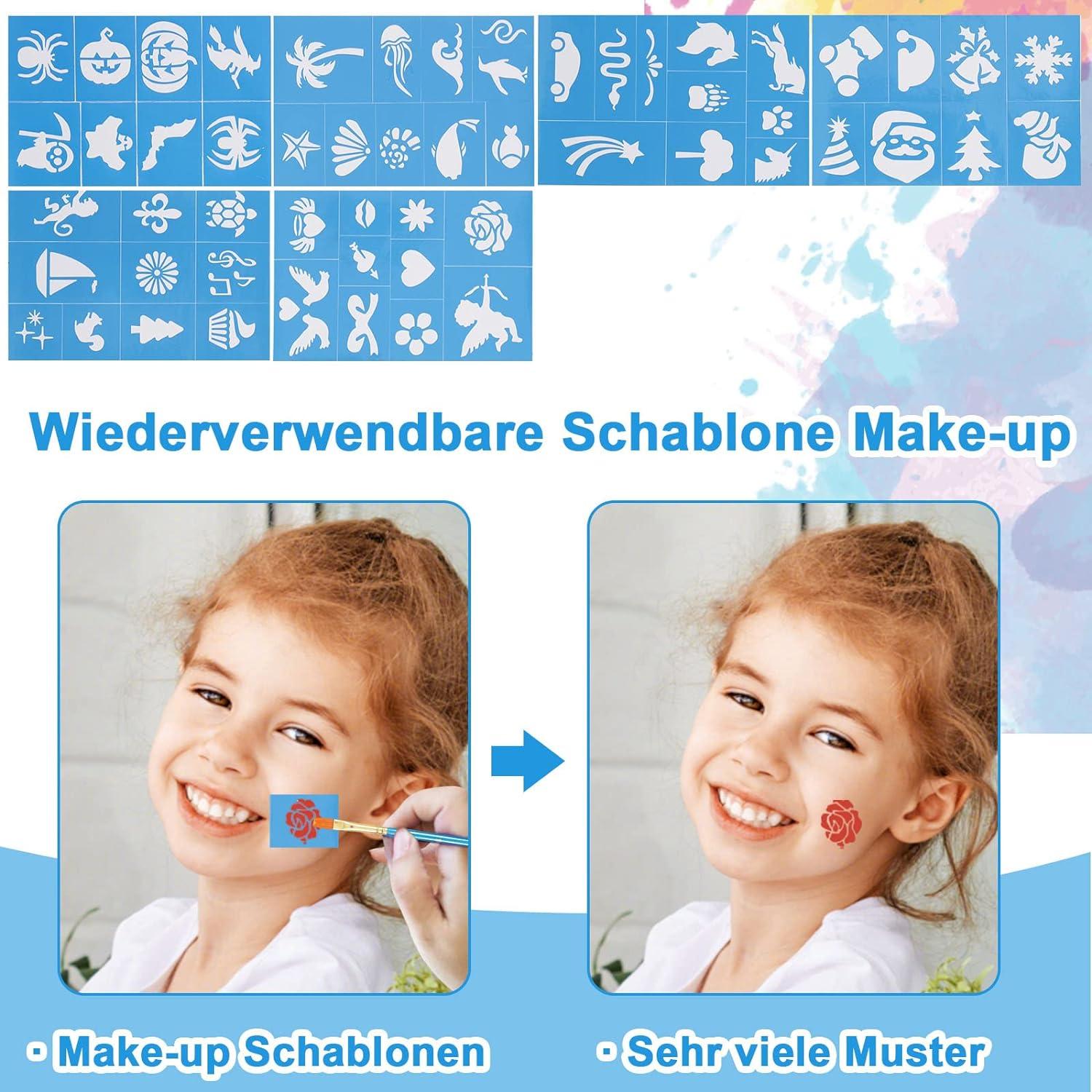 Kinderschminke Set Mädchen 26 Farben Face Paint Bodypainting Karneval Halloween
