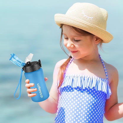 Trinkflasche Kinder mit Strohhalm und Zeitmarkierung 350ml