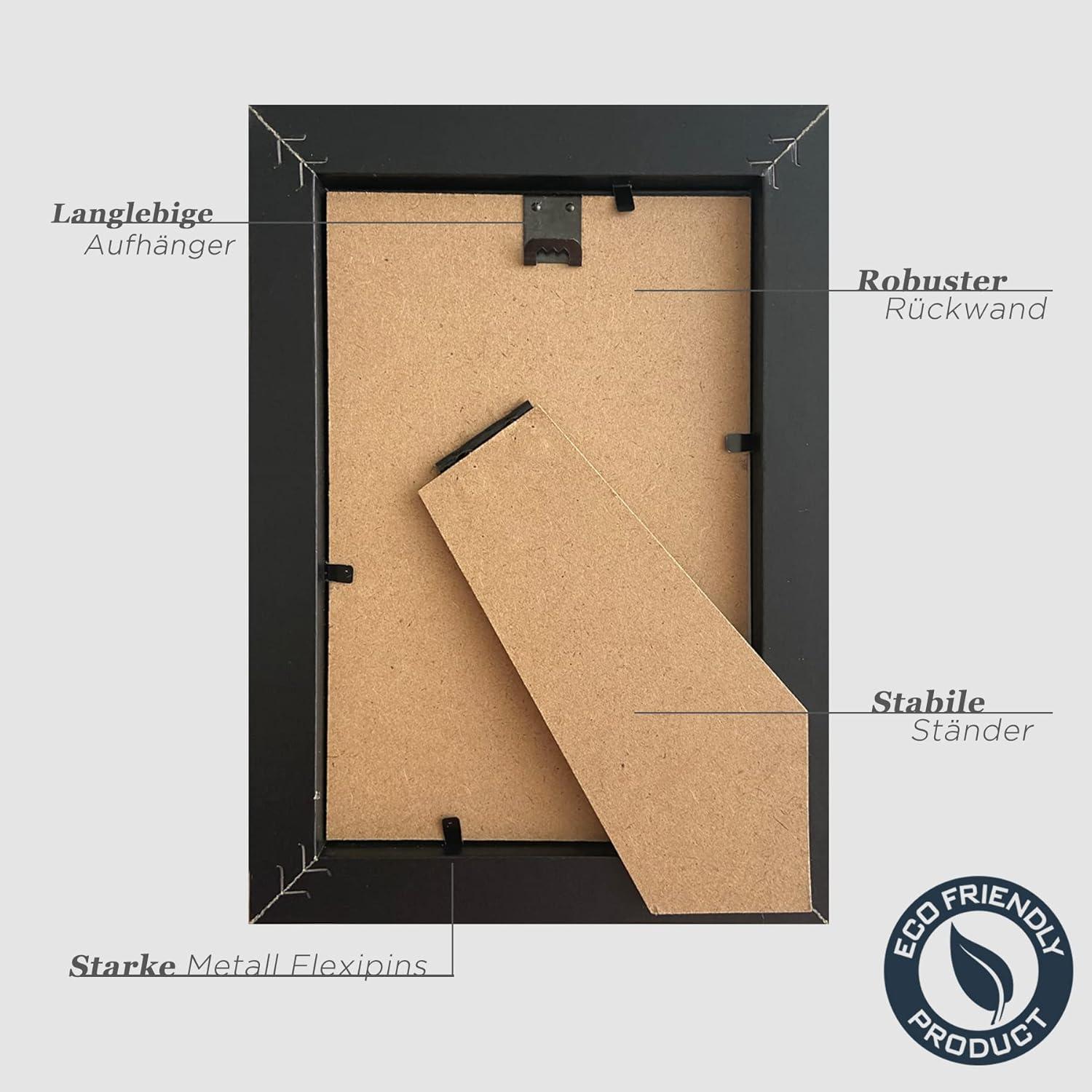 Bilderrahmen 13x18cm Schwarz Holz Fotorahmen 5x7 Zoll 3er Set
