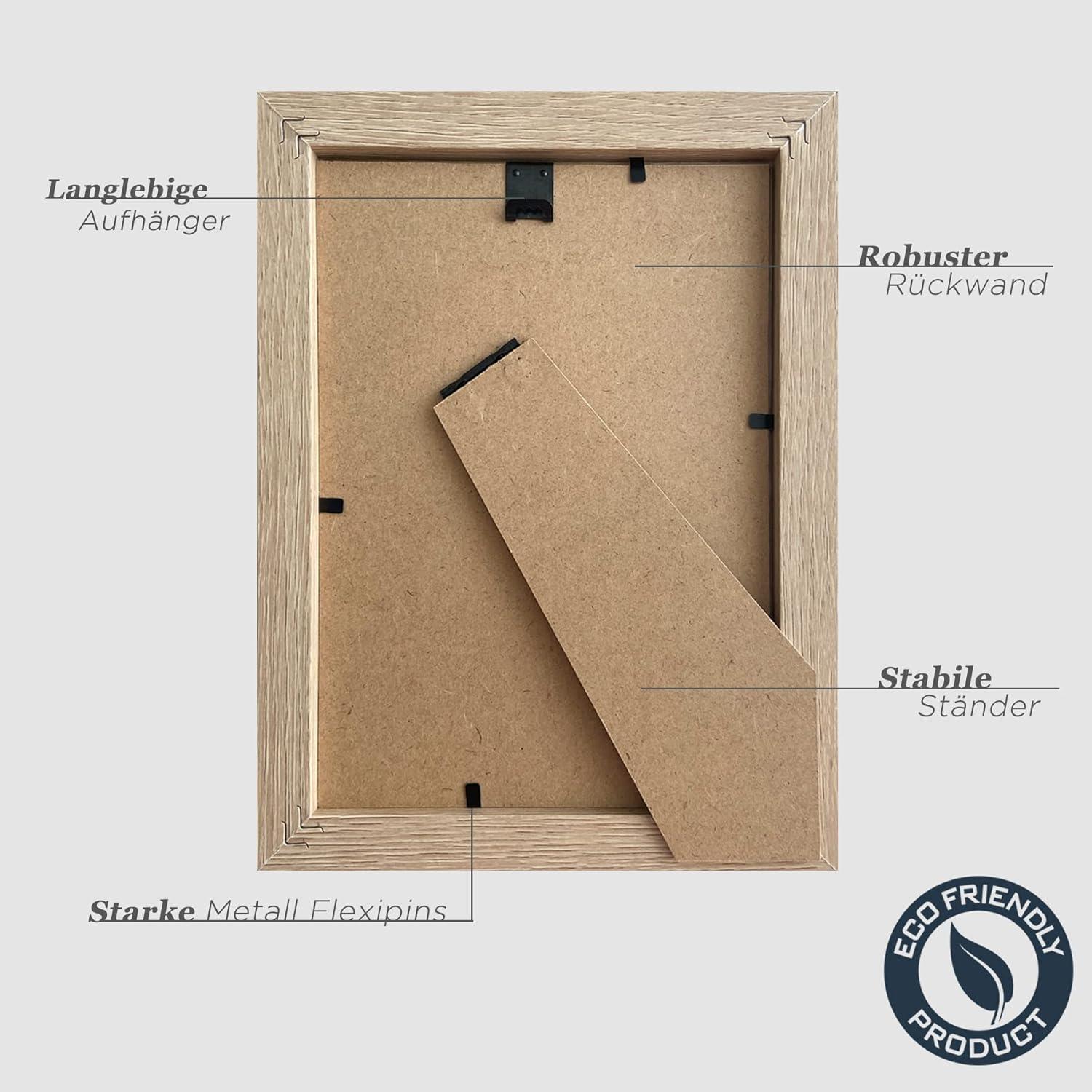 Bilderrahmen 13x18cm Set Natur Holz Fotorahmen 3erAcrylglas
