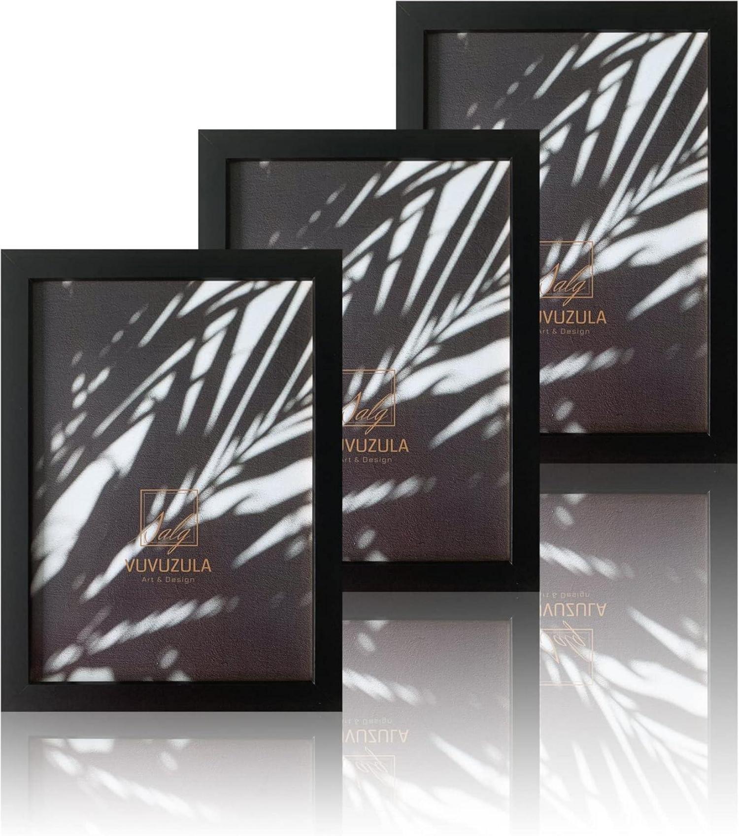 Bilderrahmen A4 Schwarz Holz Fotorahmen 21x30cm 3er Set