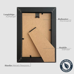 Bilderrahmen 10x15cm Schwarz Holz Fotorahmen 4x6 Zoll MDF Rahmen 3er