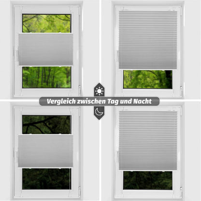 Verdunkelndes Plissee ohne Bohren Klemmfix Hellgrau 50x100 cm
