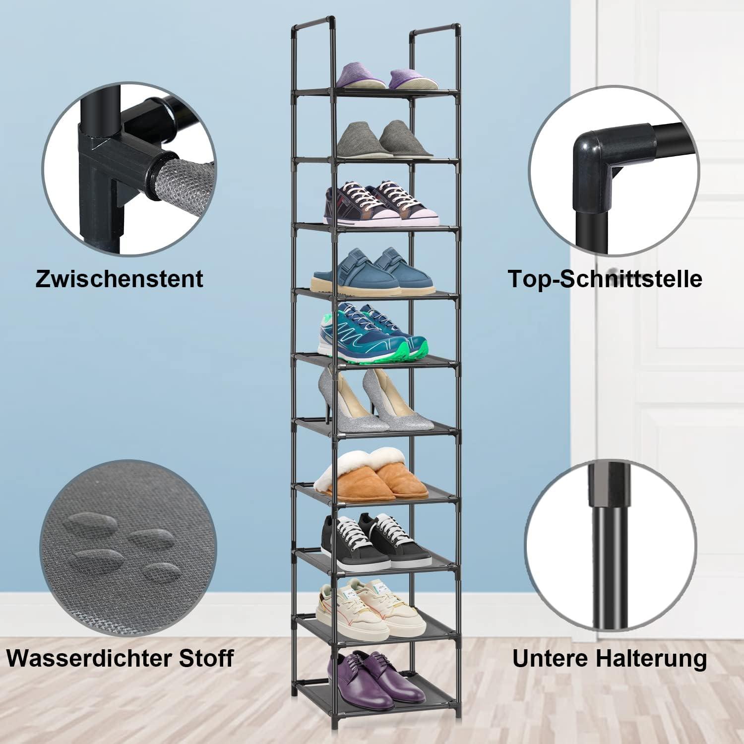 Wylnsie Vertikales Schuhregal stapelbarer Vliesstoff Metall