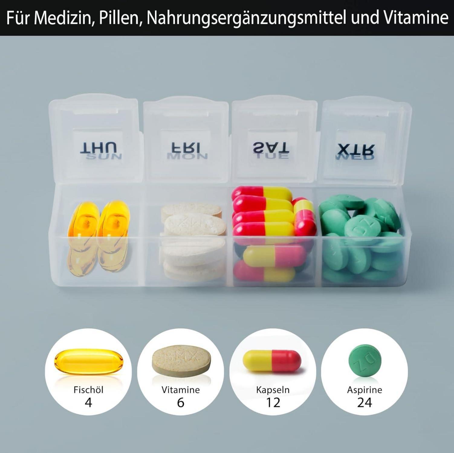 Tablettenbox 7 Tage Pillendose Medikamentenbox mit Reißverschluss