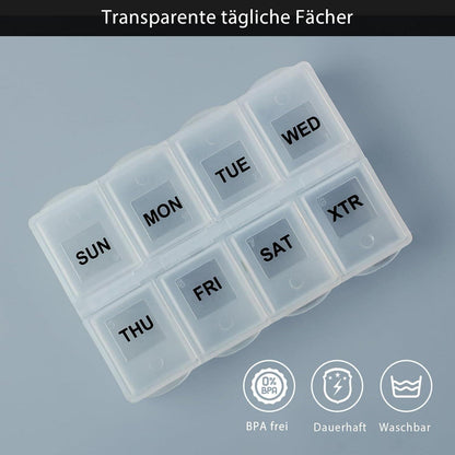 Tablettenbox 7 Tage Pillendose Reißverschluss Medikamentenbox Vitaminen