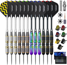 Professionelle Steeldarts 12 Stück mit Dartbox Violett - Metallspitze