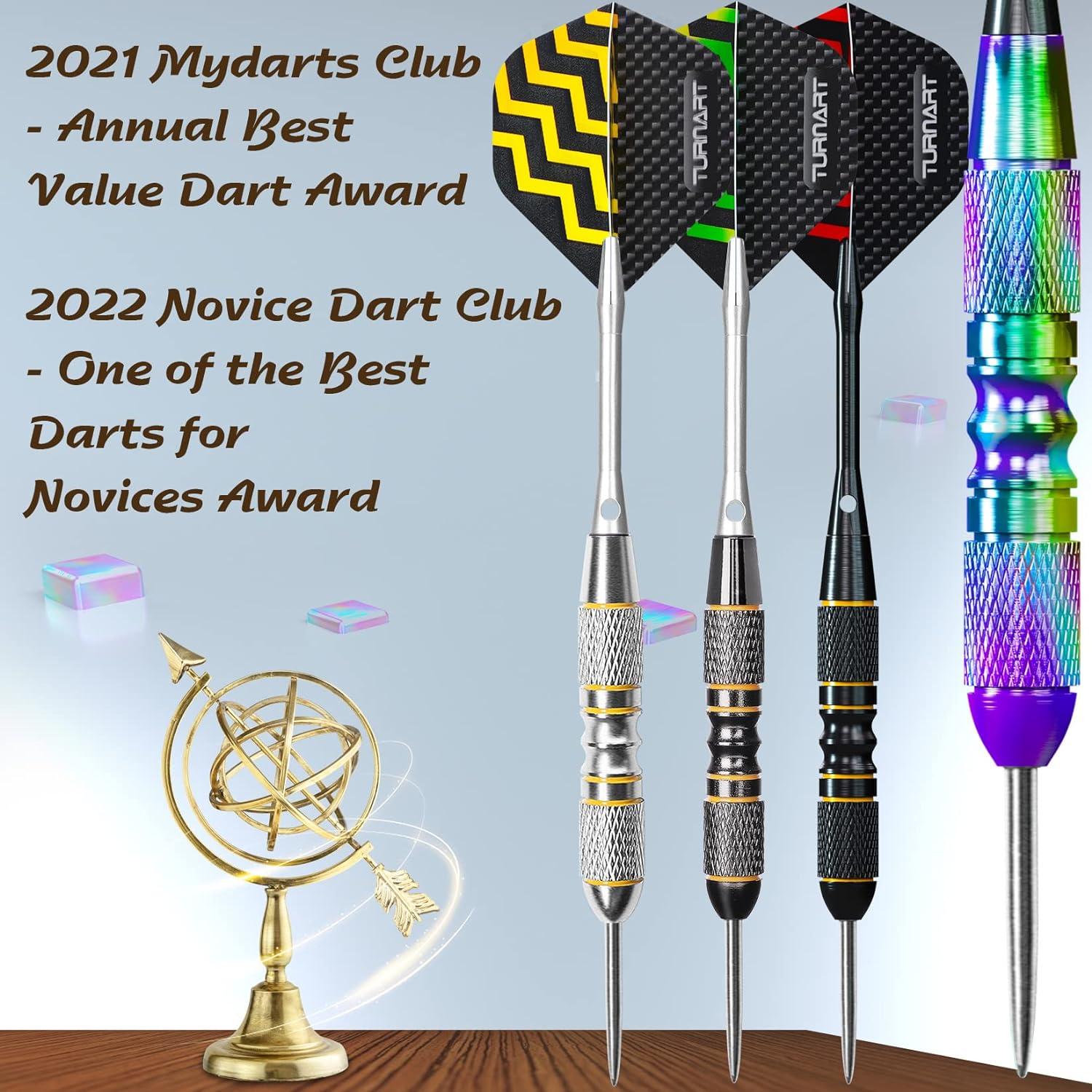 12 Profi Steeldarts mit Dart Case Violett, Metallspitze und hochwertiger Box