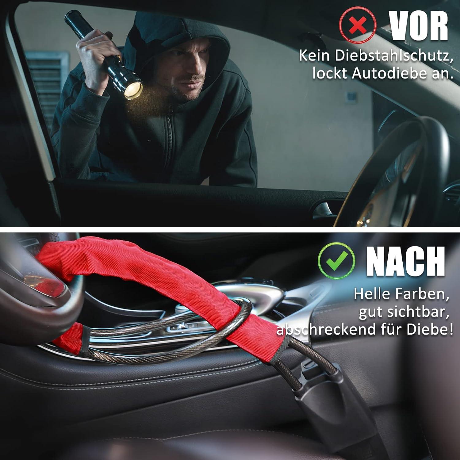 Diebstahlsicherung Lenkradkralle Auto Universell 3 Schlüssel Rot