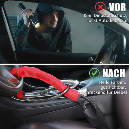 Diebstahlsicherung Lenkradkralle Auto Universell 3 Schlüssel Rot
