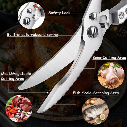 Scharfe Küchenschere für Geflügel, Fleisch und Fisch