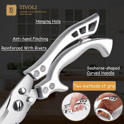 Geflügelschere 100% Edelstahl Profi Küchenschere Huhn Fleisch Fisch Gemüse