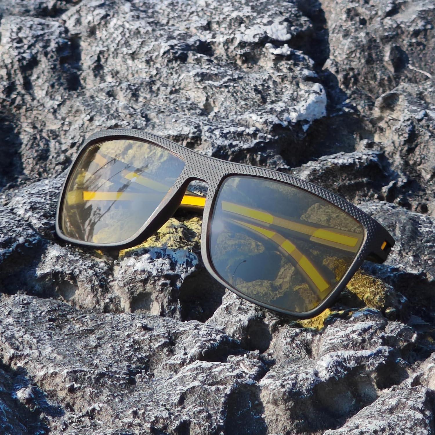 Herren Sonnenbrille Polarisiert TR90 Rahmen Quadrat UV400 Nachtfahrbrille
