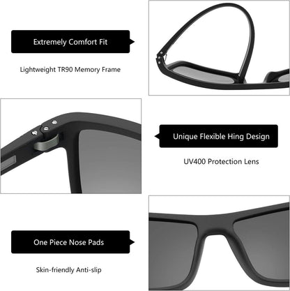 Polarisierte Sonnenbrille Herren TR90 Rahmen UV400 Schutz Quadrat