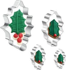 Ausstechformen-Set Stechpalmenblätter Edelstahl Backen 4-teilig