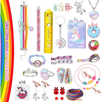 Adventskalender Einhorn Mädchen 2024 Schmuck Schreibwaren