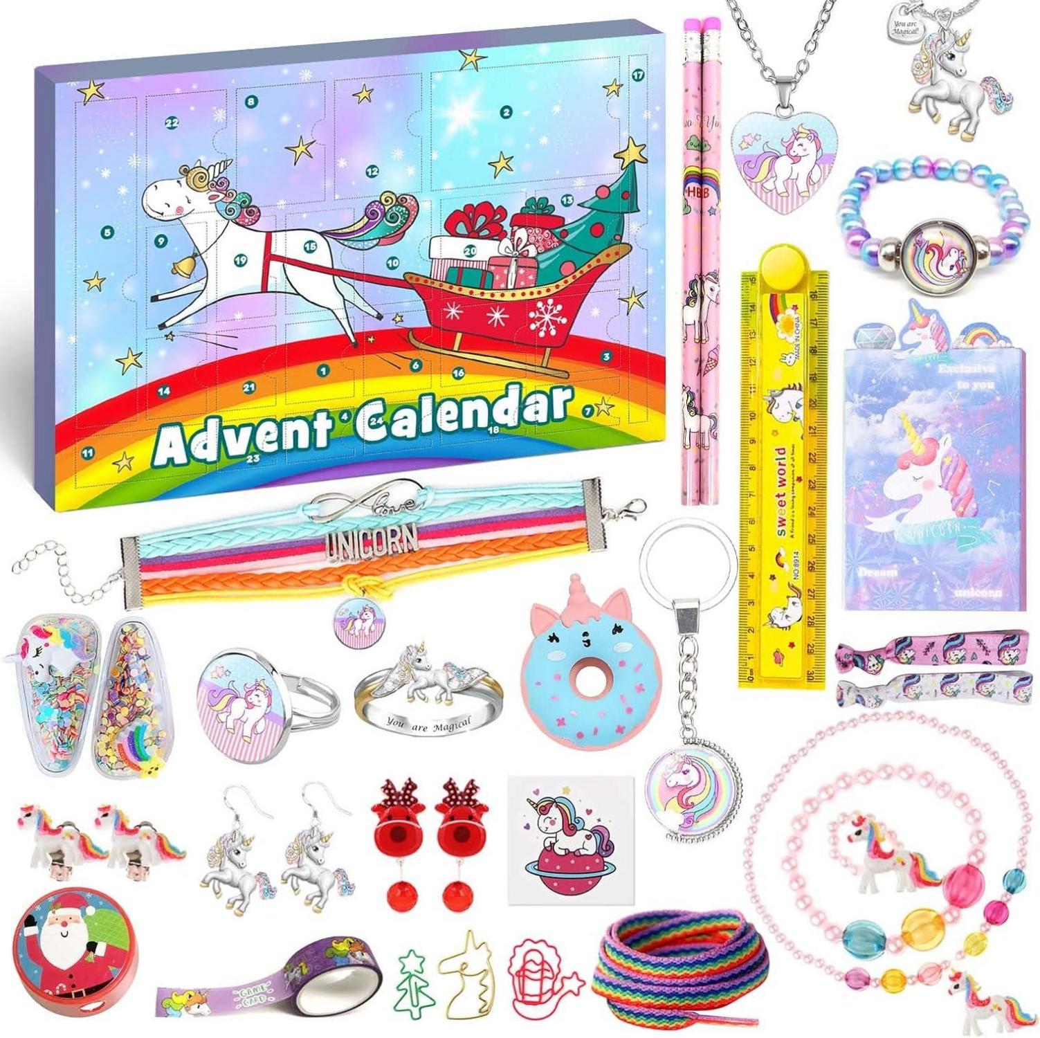 Adventskalender Einhorn Mädchen 24 tolle Überraschungen Schmuck