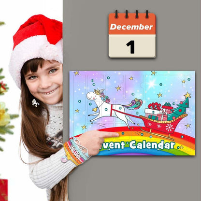 Adventskalender Einhorn Mädchen 2024 Schmuck Haarschmuck 24 Überraschung