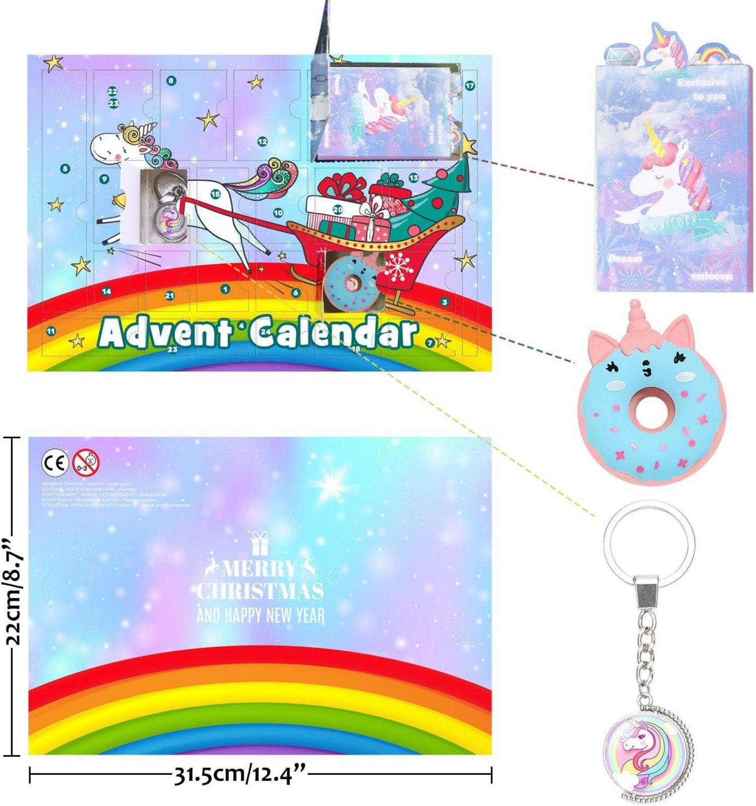 Adventskalender Einhorn Mädchen 2024 Schmuck Haarschmuck 24 Überraschung