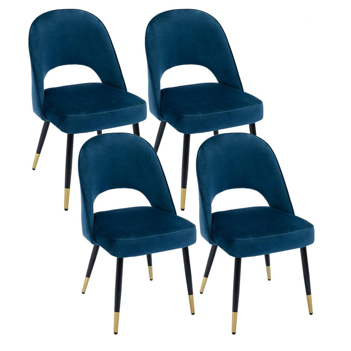Samt Esszimmerstühle 4er Set – Modern & Komfortabel (Blau)