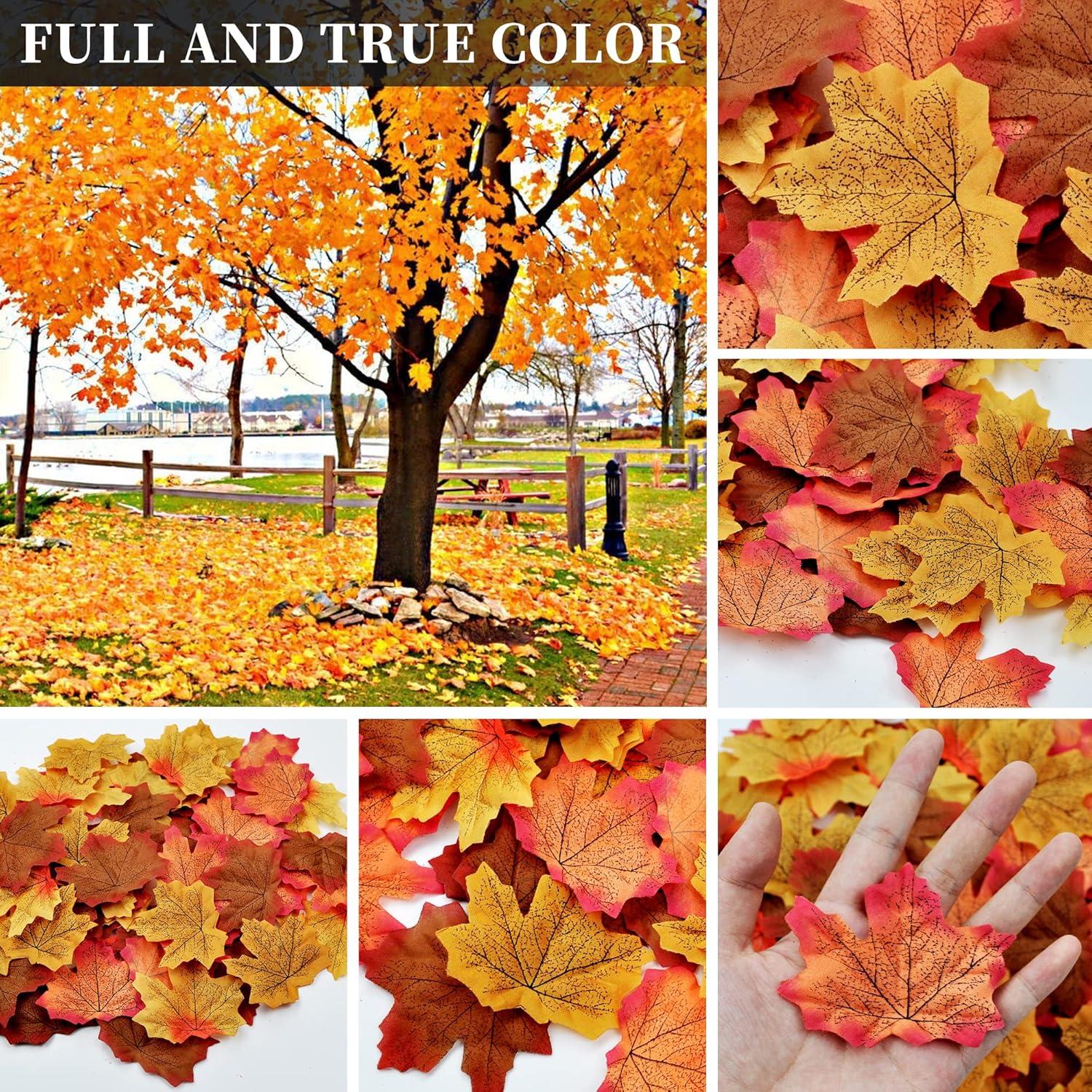 Künstliche Ahornblätter Herbstlaub 200 Stück 4 Farben