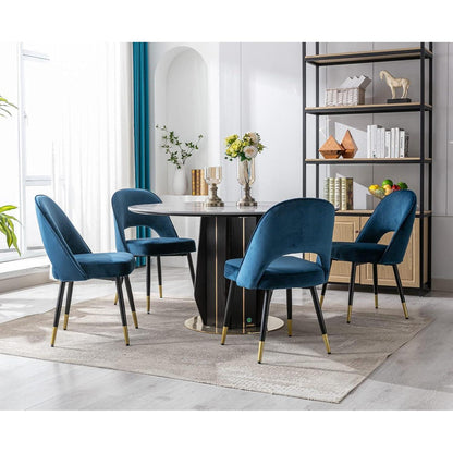 Samt Esszimmerstühle 2er Set – Modern & Komfortabel (Blau)