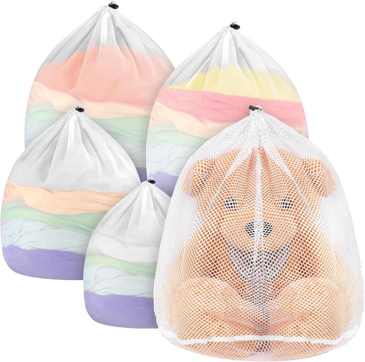 Wäschesack 5er Set XL Wäschenetz mit Kordelstopper