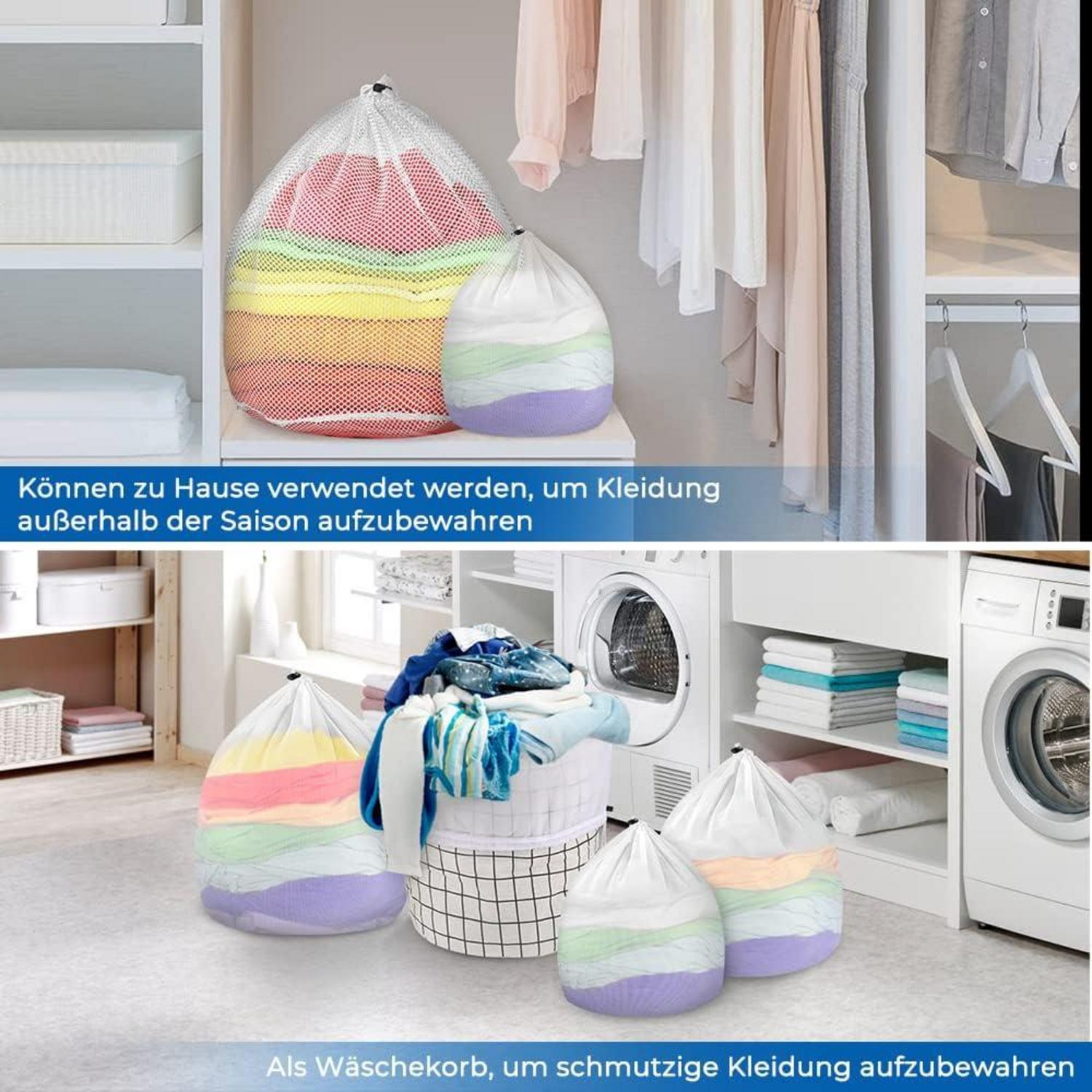 5er Set Wäschenetz mit Kordelstopper in 5 Größen - XL, 2x