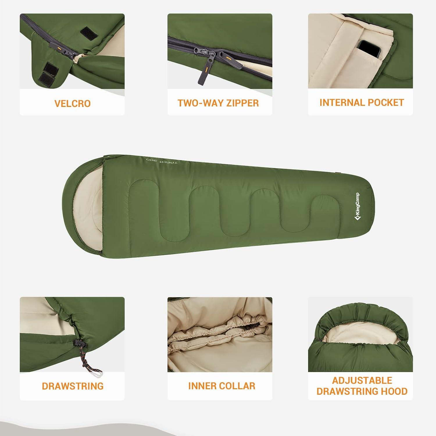 Mumienschlafsack für Camping Hiking Trekking, 3-4 Jahreszeiten