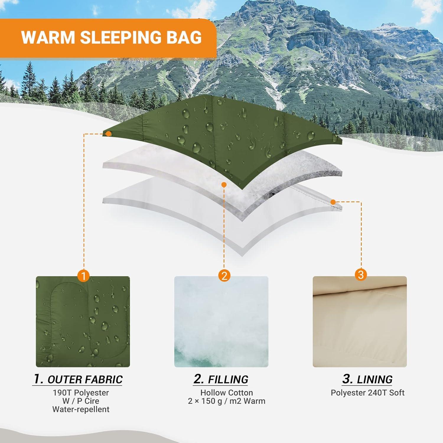 KingCamp Mumienschlafsack 3-4 Jahreszeiten warm tragbar Camping Hiking Trekking