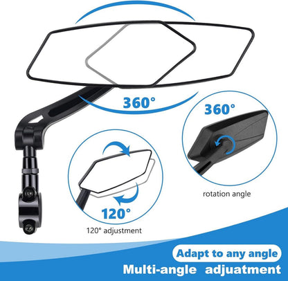 Fahrradspiegel 2 Stück 360° Rückspiegel Universal für Lenker 22mm-25mm