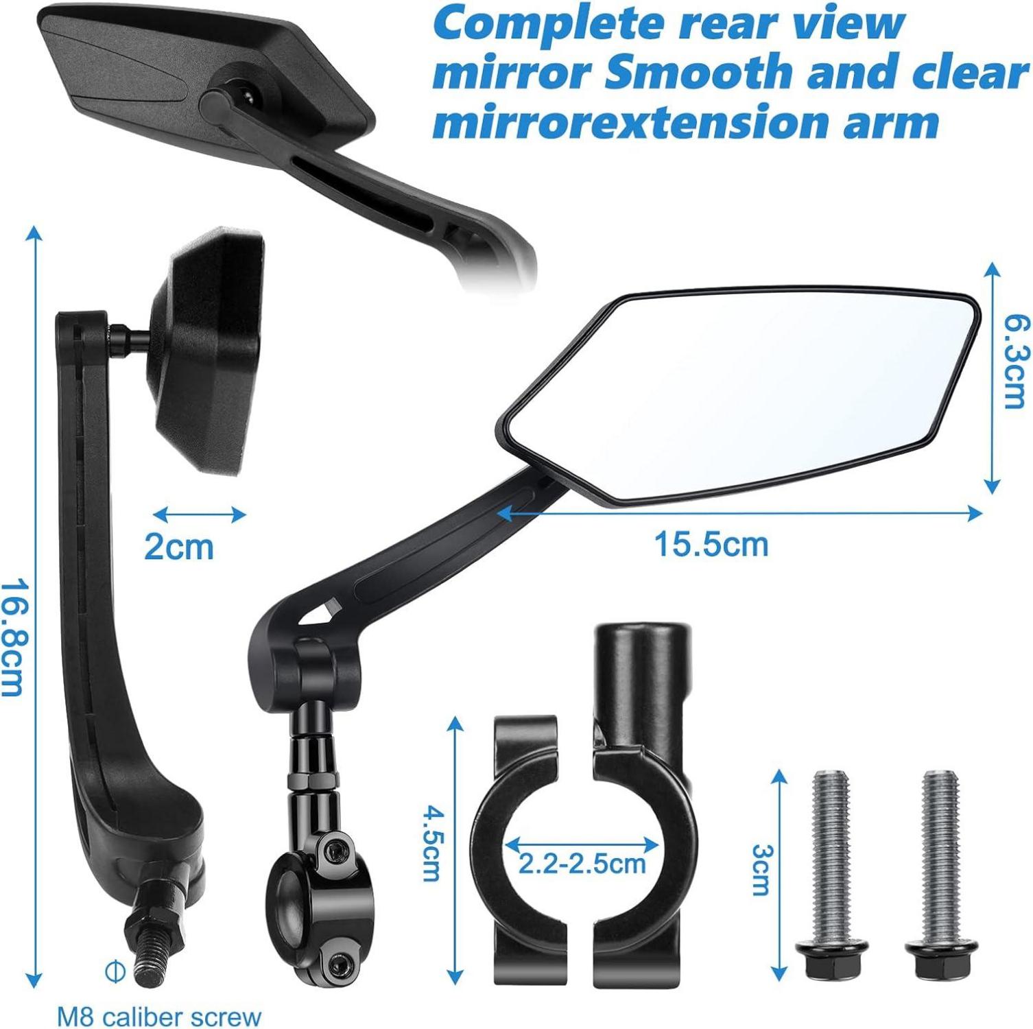 Flintronic Fahrradspiegel 2 Stück 360 Grad Universal Rückspiegel 22mm-25mm