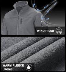 Outdoor Fleecejacke mit 7 Taschen und Stehkragen für Herren Hiking