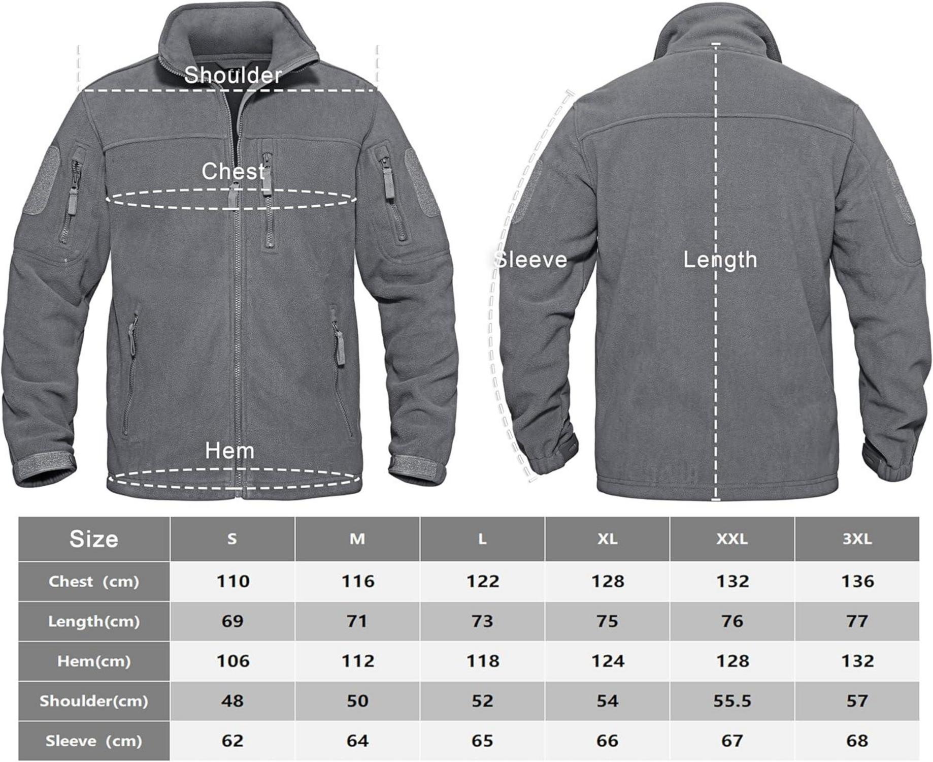 Herren Outdoor Fleecejacke winddicht mit 7 Taschen Stehkragen M