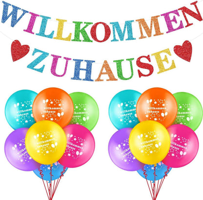 Willkommen Zuhause Deko Set mit Banner und Luftballons