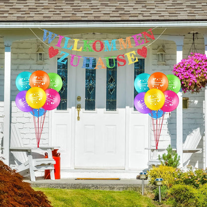 Zomiboo Willkommen Zuhause Deko Set mit Luftballons und Banner in Bunt