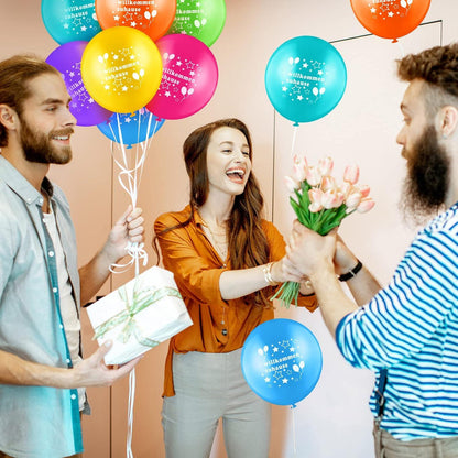 Willkommen Zuhause Deko Set Banner Girlande 14 Luftballons Rotband