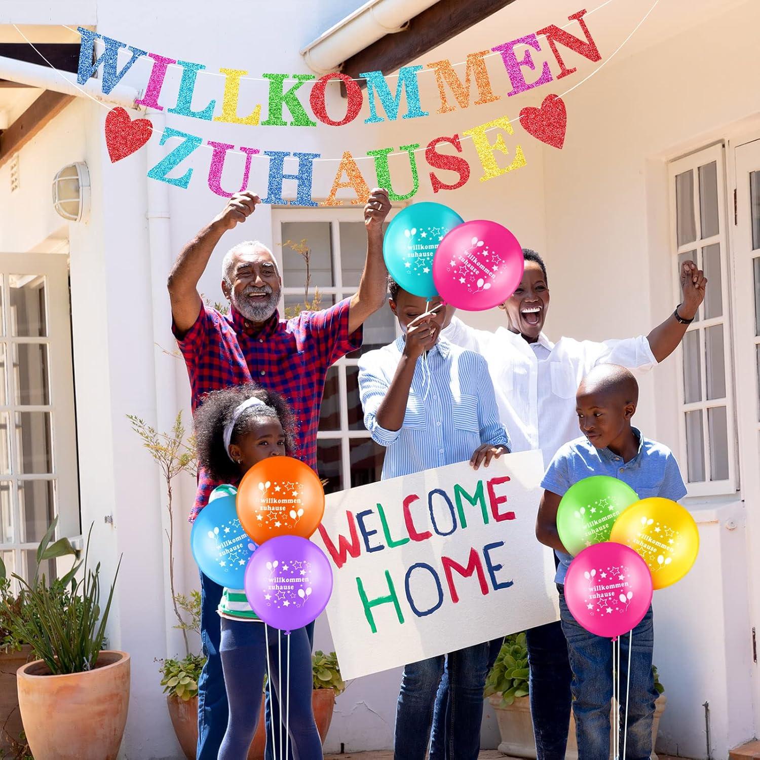 Zomiboo Willkommen Zuhause Deko Set mit Banner, Girlande, Luftballons & Band