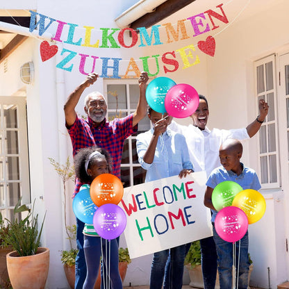 Zomiboo Willkommen Zuhause Deko Set mit Banner, Girlande, Luftballons & Band
