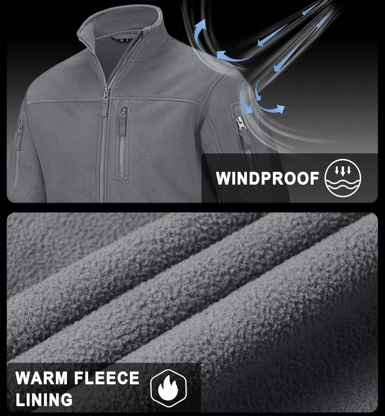 Outdoor Fleecejacke mit 7 Taschen Winddicht Warm für Jagd Wander