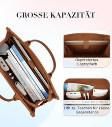 Missnine Damen Laptoptasche 15,6 Zoll Groß Leder
