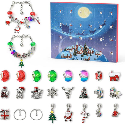 Adventskalender Mädchen DIY Armband Weihnachtsgeschenke Set 24 Charm-Perlen