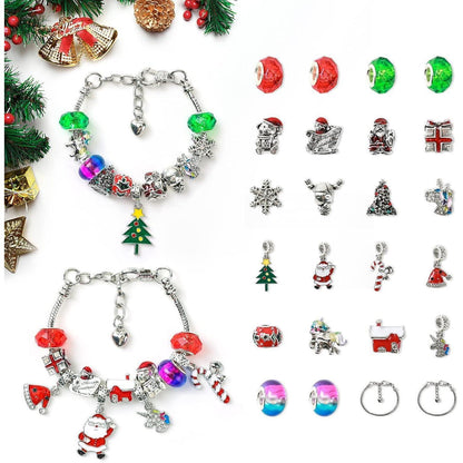 Adventskalender Mädchen DIY Armband Weihnachtsgeschenke Set 24 Charm-Perlen