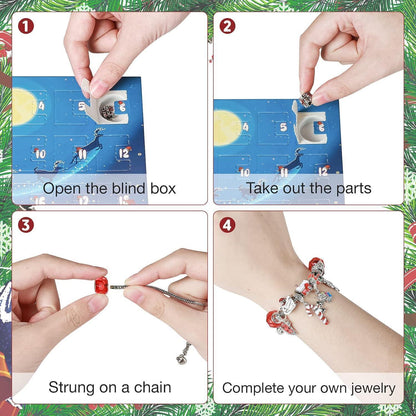 Adventskalender Mädchen DIY Armband Weihnachtsgeschenke Set 24 Charm-Perlen