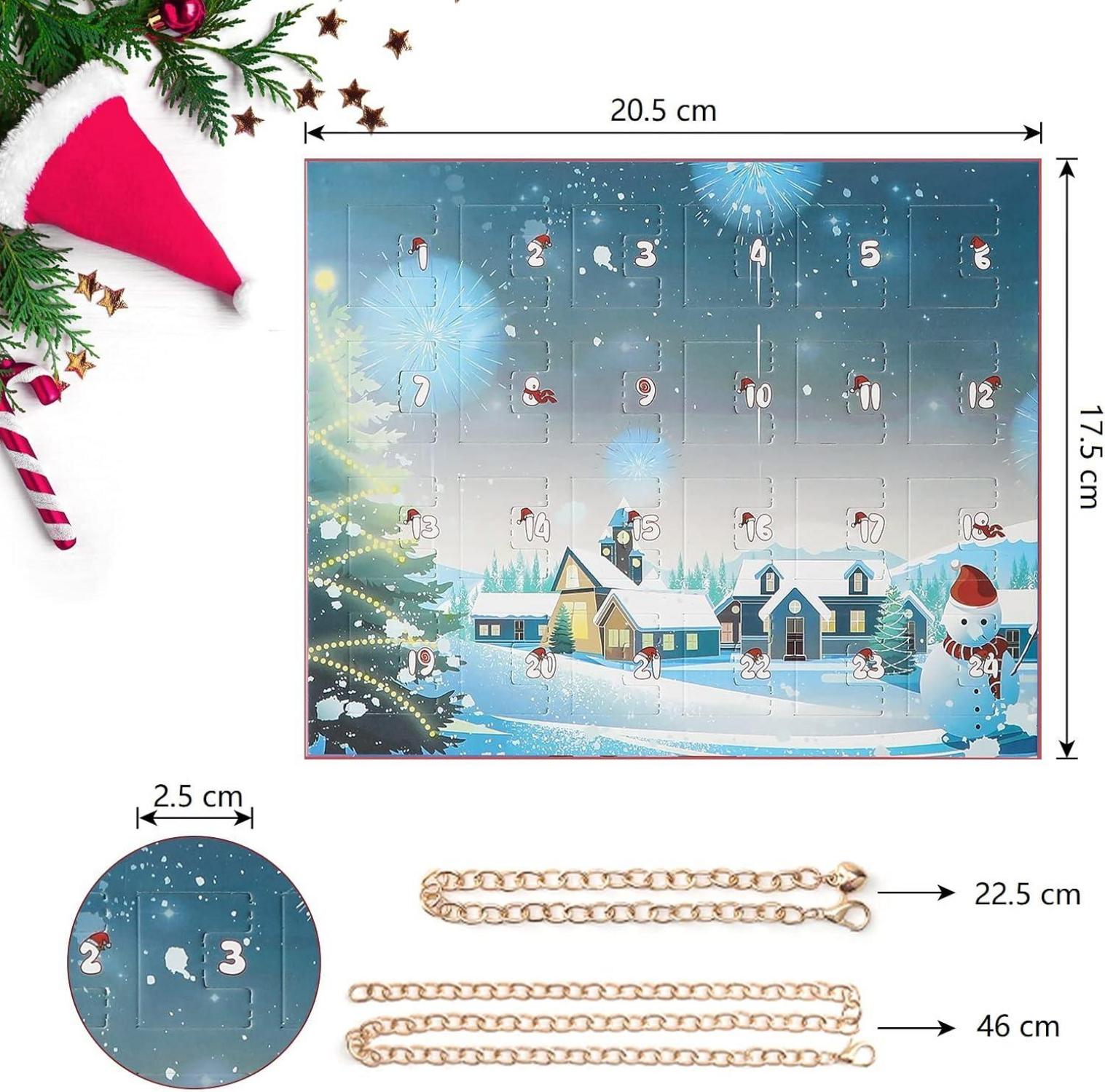 DIY Adventskalender 2024 Mädchen Schmuck Set 24 Türchen Armband Halskette