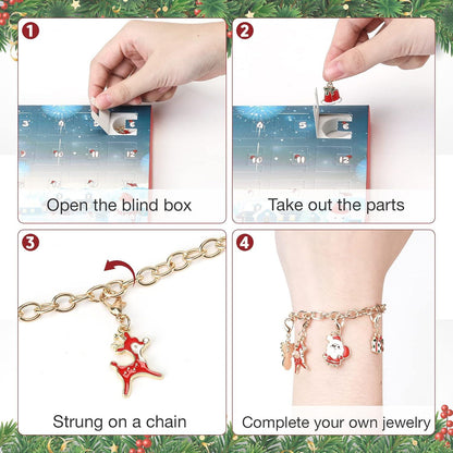 DIY Adventskalender 2024 Mädchen Halsketten Armband Sets 22 Perlen
