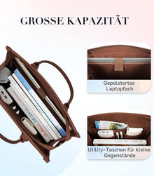 Missnine Handtasche Damen Laptoptasche 15,6 Zoll Groß Leder