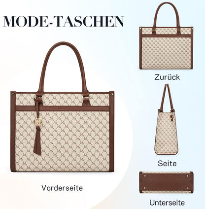 Handtasche Damen Laptoptasche 15,6 Zoll Shopper Leder Henkeltasche