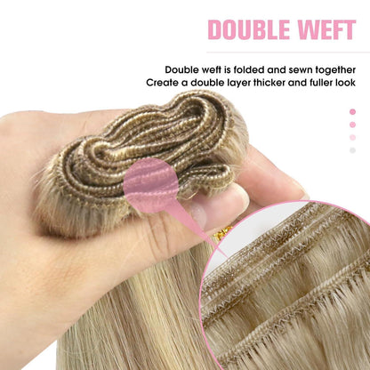 Blond Echthaar Haarverlängerung 50cm Doppelweft 100g